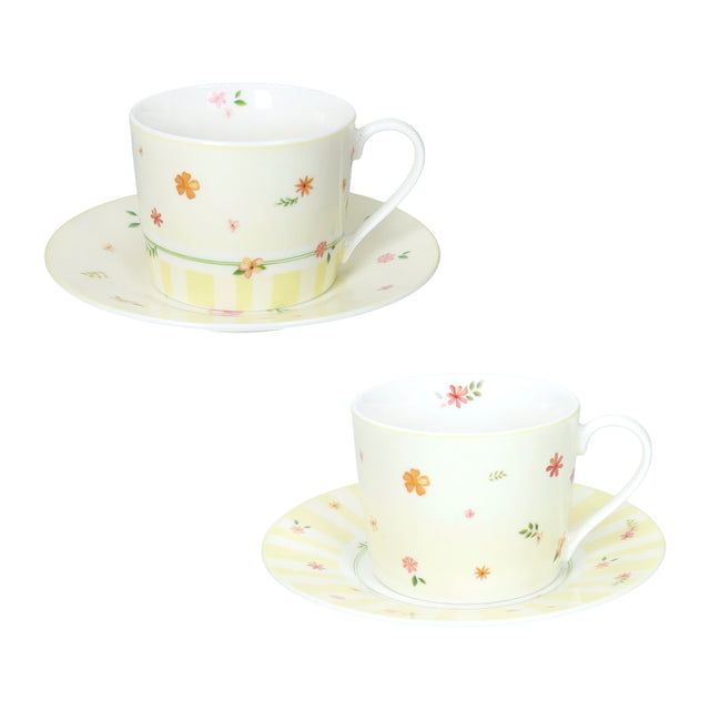 Set 2 tazze tè Polline Brandani in porcellana con decoro floreale 150 ml