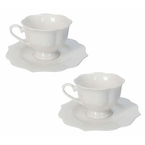 Set 2 tazze tè Queen Brandani in porcellana bianca 150 ml