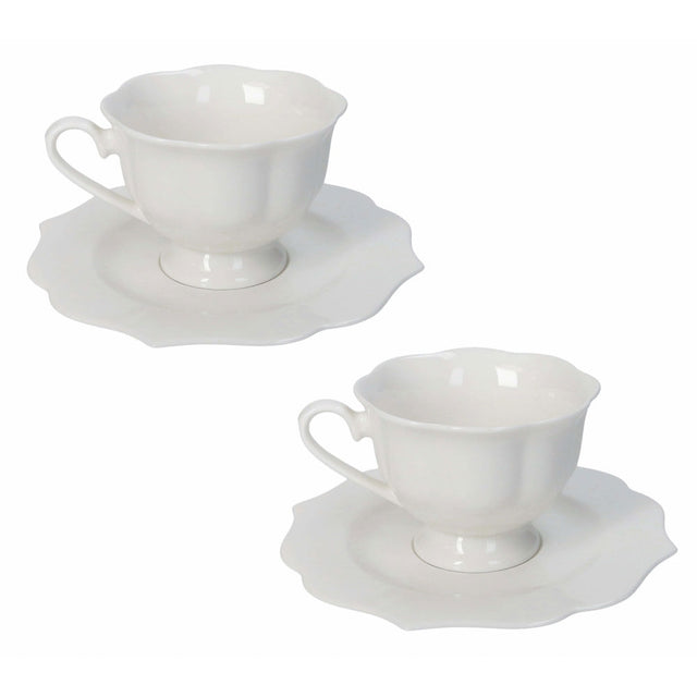 Set 2 tazze tè Queen Brandani in porcellana bianca 150 ml