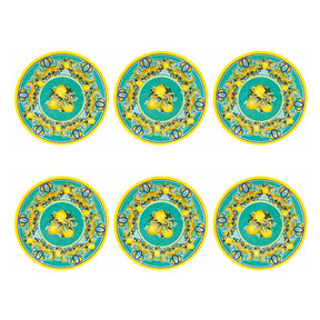 Set 6 piatti piani Citrus Brandani in melamina decoro multicolore 27 cm
