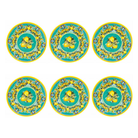 Set 6 piatti piani Citrus Brandani in melamina decoro multicolore 27 cm