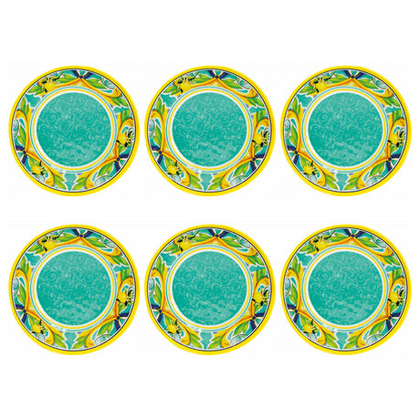Set 6 piatti fondi Citrus Brandani in melamina decoro limoni 21,5 cm