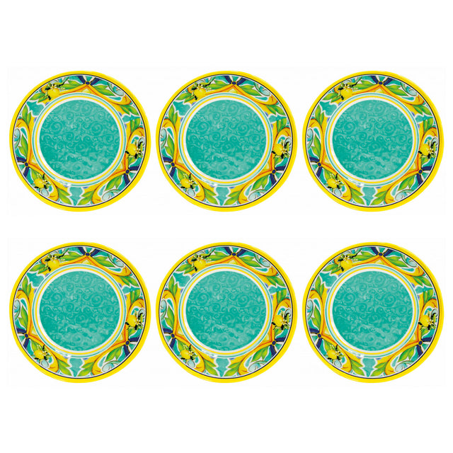 Set 6 piatti fondi Citrus Brandani in melamina decoro limoni 21,5 cm