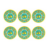 Set 6 piatti colazione Citrus Brandani in melamina decoro limoni 21,5 cm