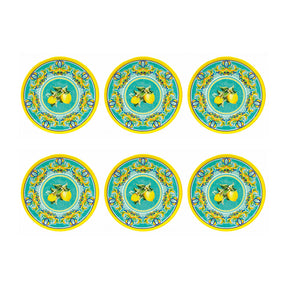Set 6 piatti colazione Citrus Brandani in melamina decoro limoni 21,5 cm