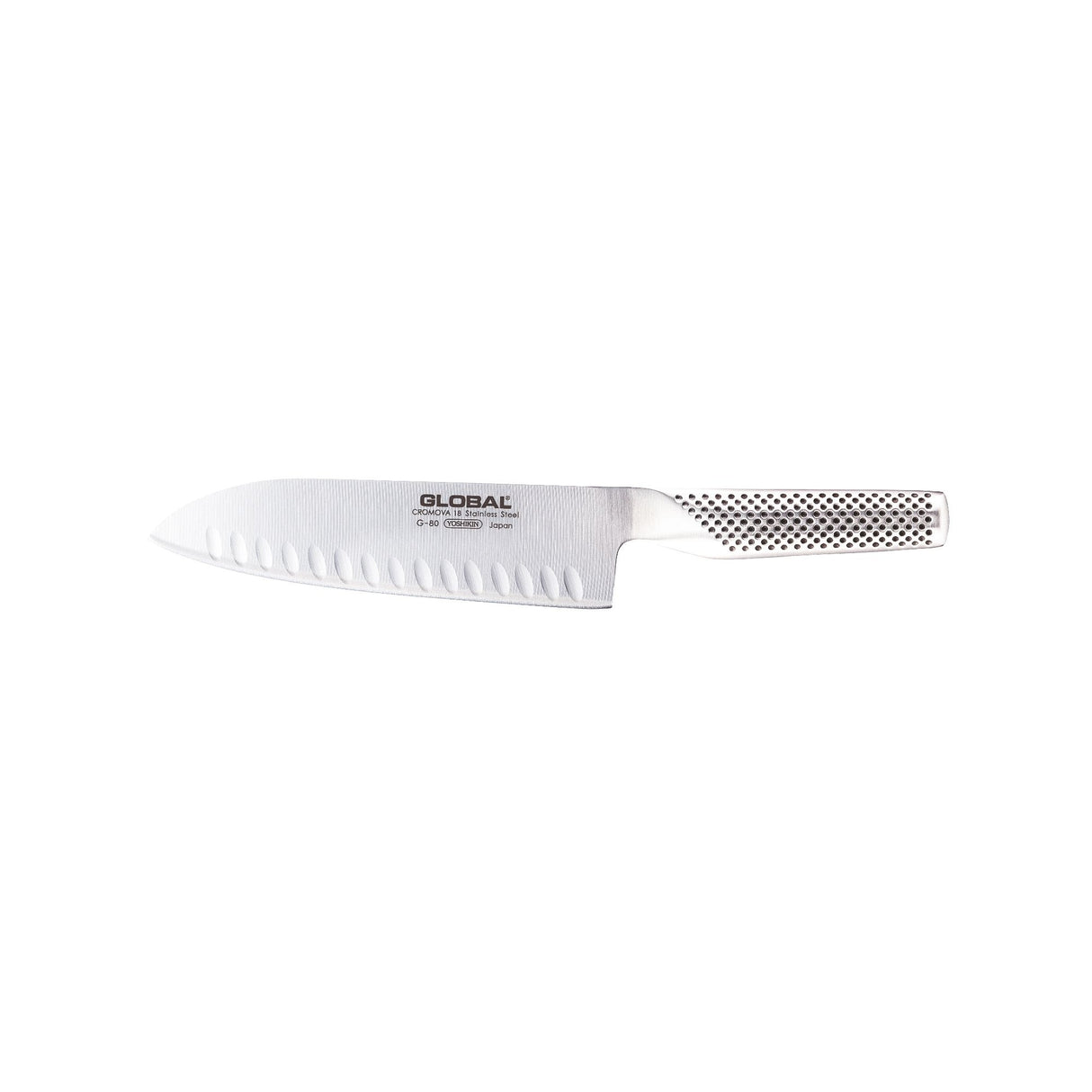 GLOBAL Coltello Santoku Lama con Alveoli 18cm in Acciaio Inox Cromova 18 G-80