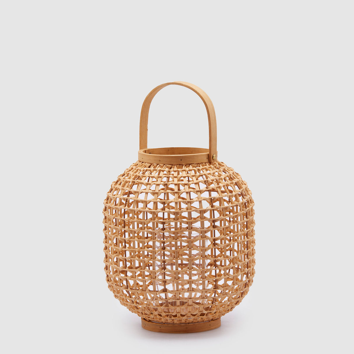 EDG Enzo De Gasperi Lanterna in Legno Bombata con Manico 32x27cm Naturale