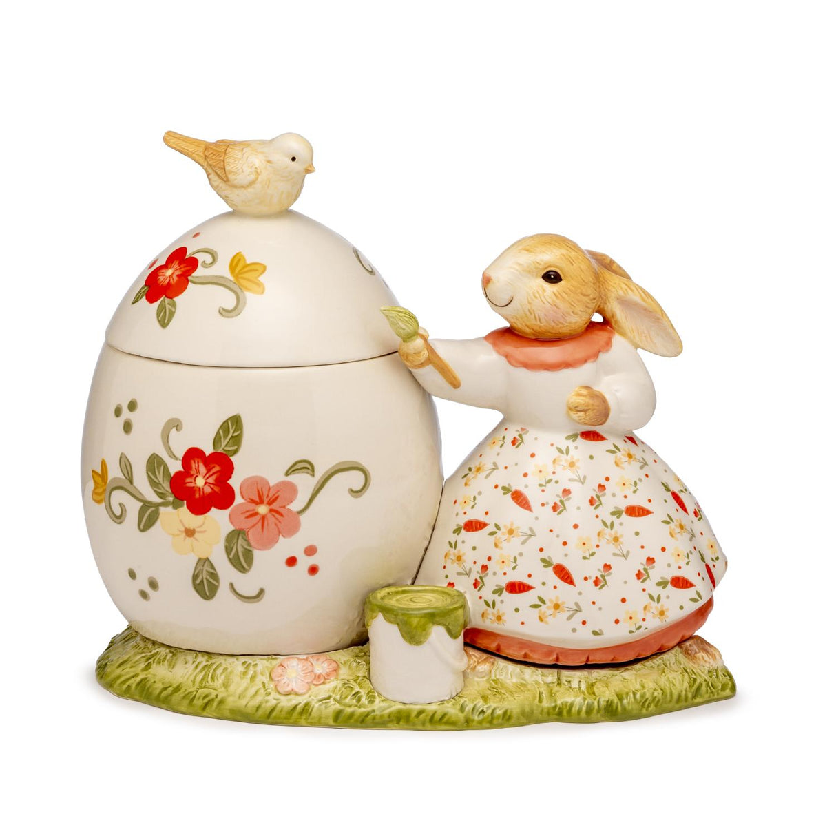 Scatola uovo con coniglio Palais Royal in ceramica decorata 28cm