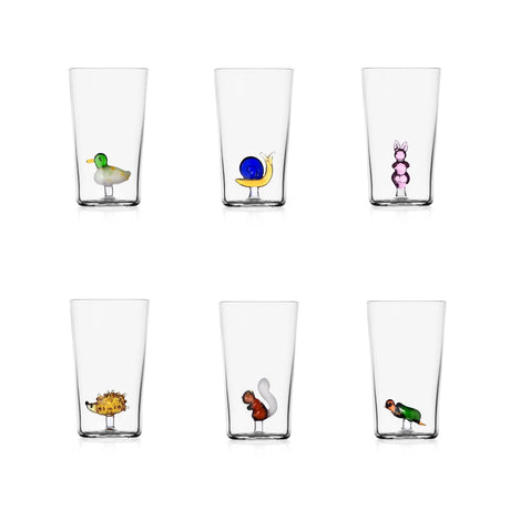 Set 6 bicchieri longdrink Ichendorf Animal Farm in vetro borosilicato 13 cm