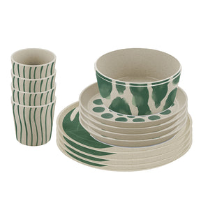 Set piatti Connect Koziol con decoro foglie in materiale organico 16 pezzi