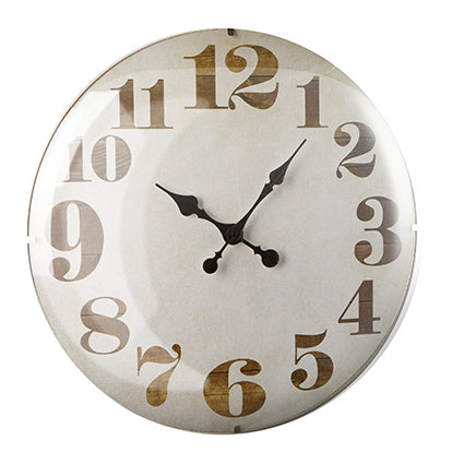 Orologio da parete Montemaggi in vetro e legno bianco 51 cm