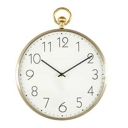 Orologio da parete Montemaggi in metallo stile vintage bianco e oro 31x39 cm