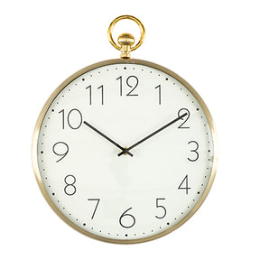 Orologio da parete Montemaggi in metallo stile vintage bianco e oro 31x39 cm