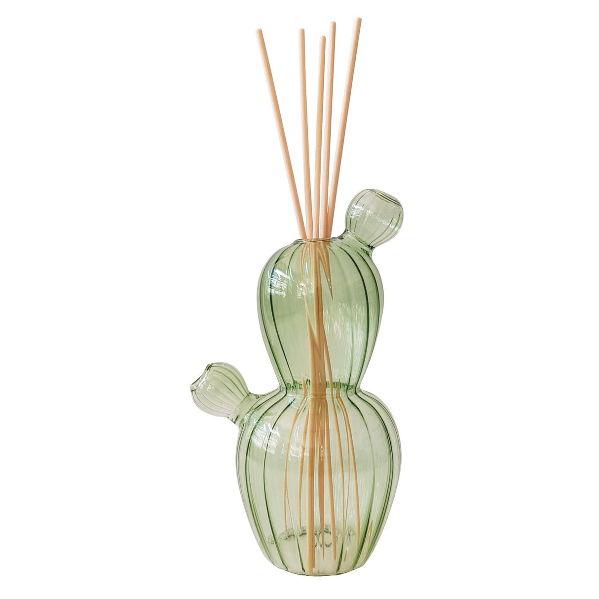 Diffusore a bastoncini Brandani in vetro verde a forma di cactus 17 cm