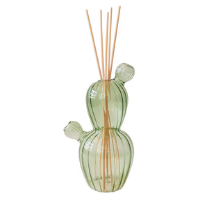 Diffusore a bastoncini Brandani in vetro verde a forma di cactus 17 cm