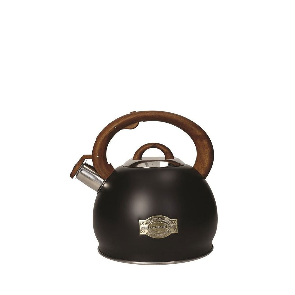 Bollitore Brillo Brandani in acciaio inox nero con manico effetto legno