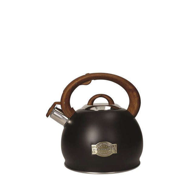 Bollitore Brillo Brandani in acciaio inox nero con manico effetto legno