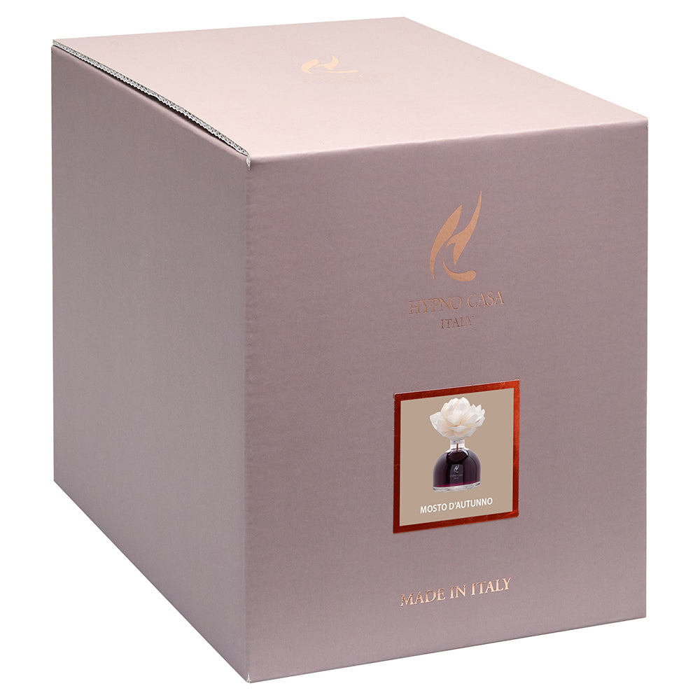 HYPNO CASA Diffusore a Bastoncini con Fiore Bianco Rosa 250ml Mosto D'Autunno