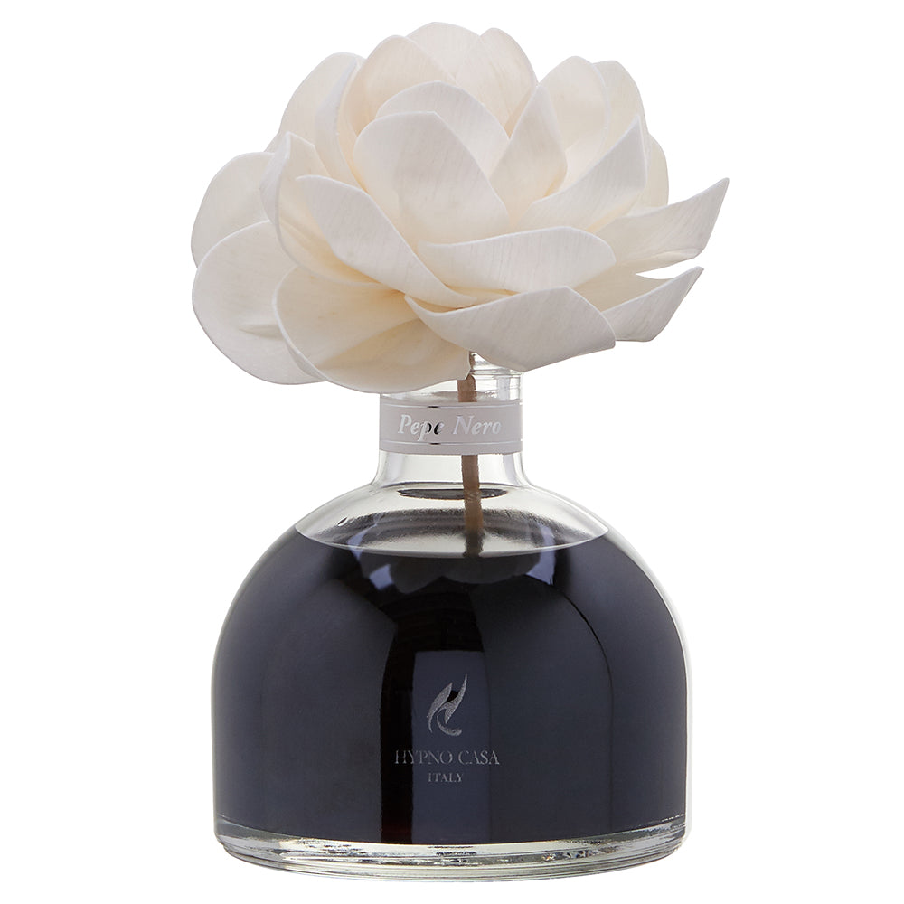 Diffusore a bastoncini Hypno Casa con fiore decorativo Pepe Nero 250 ml