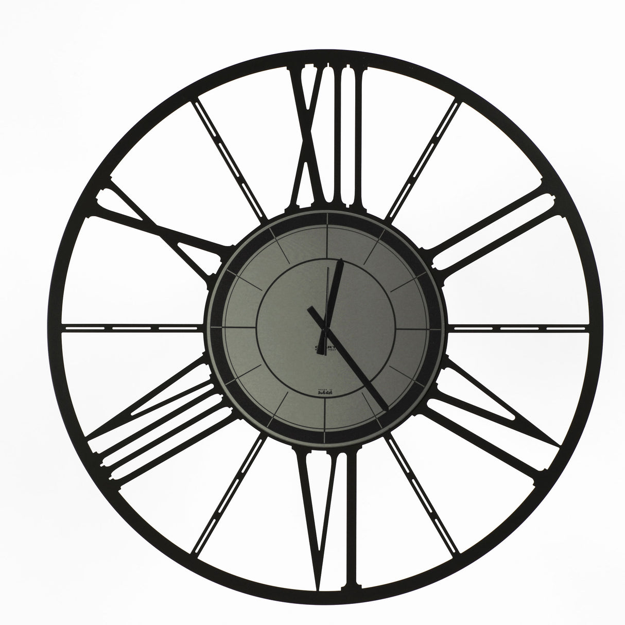 Orologio da parete Ruota Ceart in metallo nero con specchio fumè 80 cm