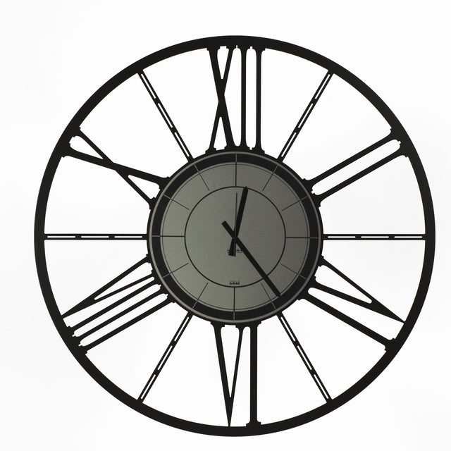 Orologio da parete Ruota Ceart in metallo nero con specchio fumè 80 cm