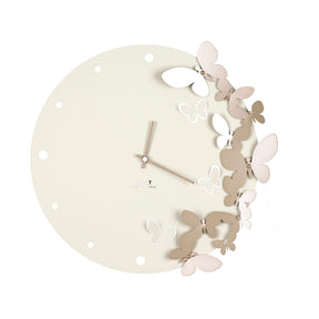 Orologio da parete Ceart con farfalle 3D in metallo color panna 40 cm