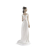 Statuetta Sposa Lladrò in porcellana lucida con bouquet 29x10 cm