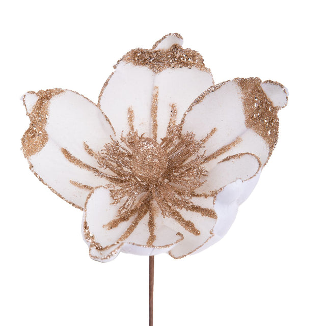 Fiore Magnolia Bianchi Dino in materiale sintetico color crema 15x17 cm