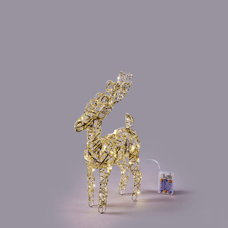 Renna luminosa EDG in metallo intrecciato oro 37x25 cm 40 microled