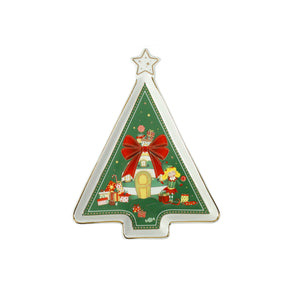 Vassoietto Albero Elfomagia Brandani in porcellana 16x21,5 cm