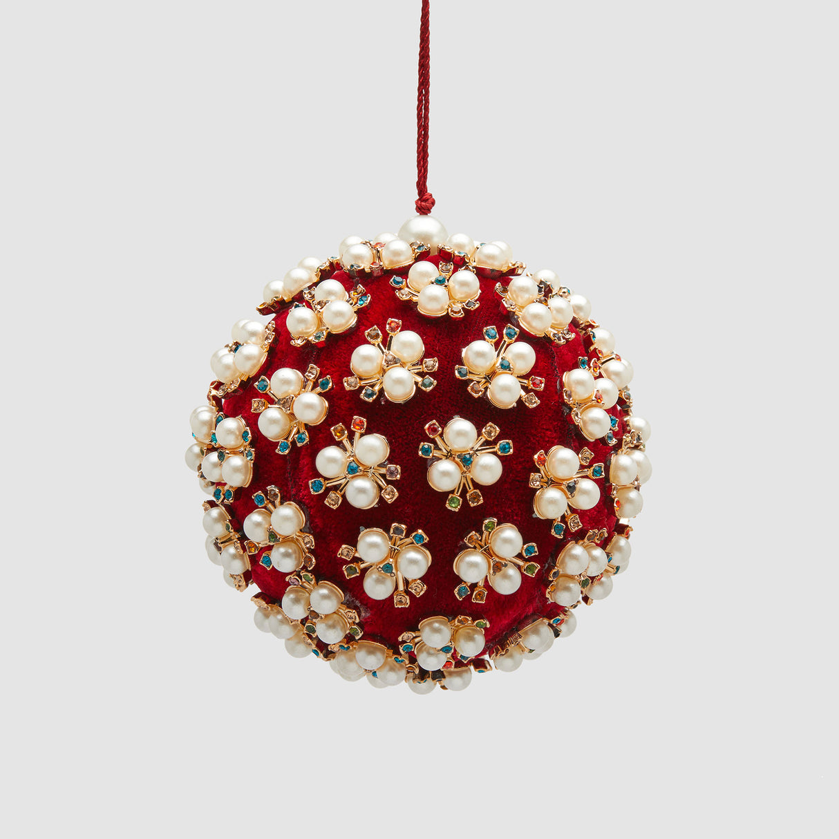Pallina di Natale EDG Elizabeth in velluto rosso 10 cm