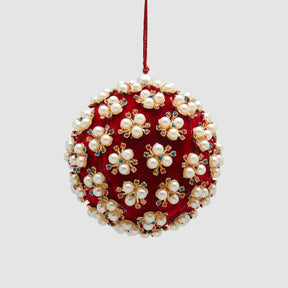 Pallina di Natale EDG Elizabeth in velluto rosso 10 cm