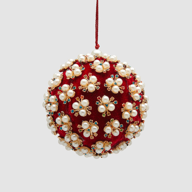 Pallina di Natale EDG Elizabeth in velluto rosso 10 cm