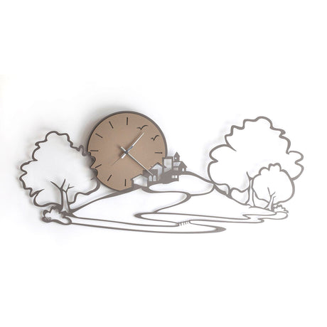 Orologio da parete Paesaggio Arti e Mestieri in metallo color fango