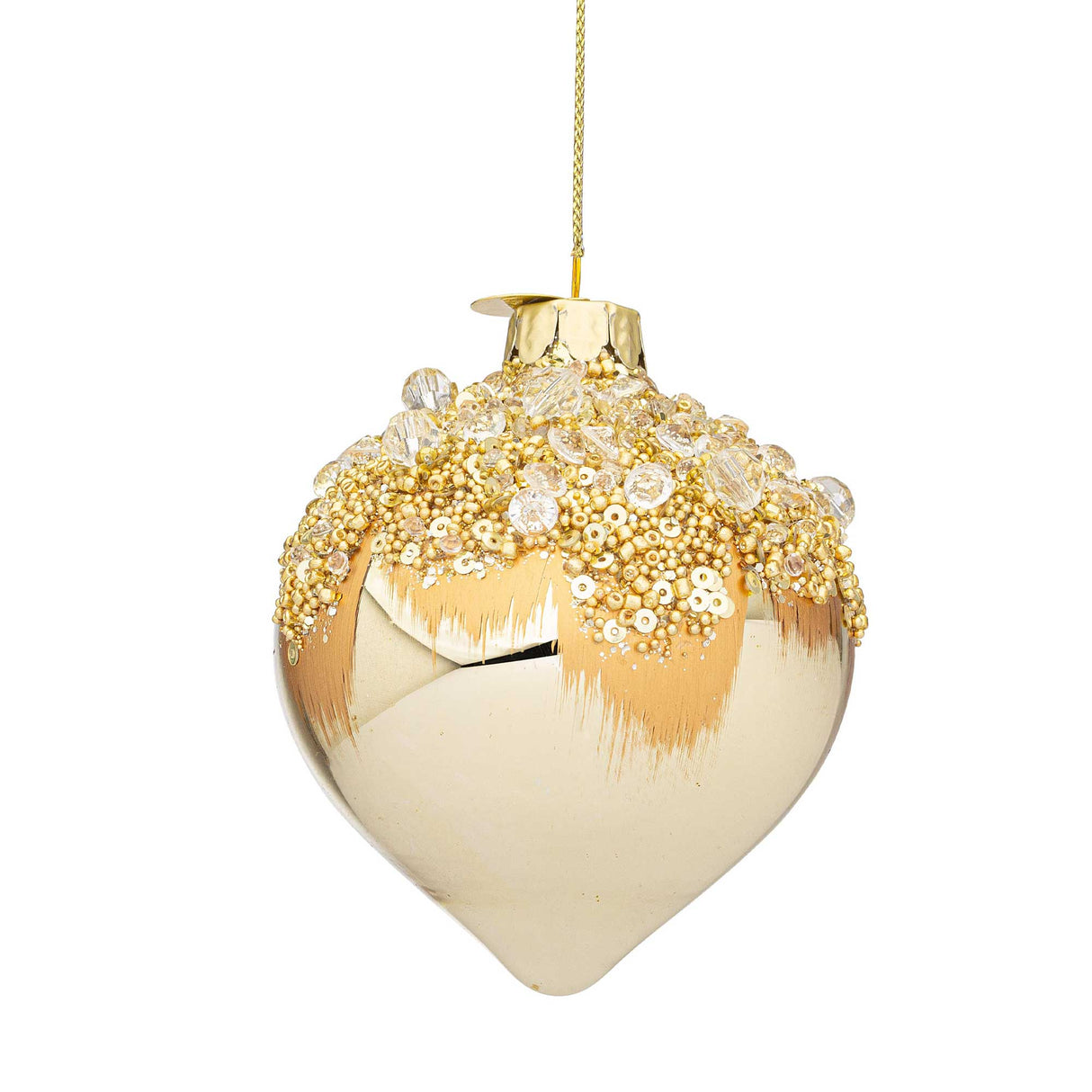 Addobbo trottola Bizzotto in vetro color champagne 10 cm natalizio