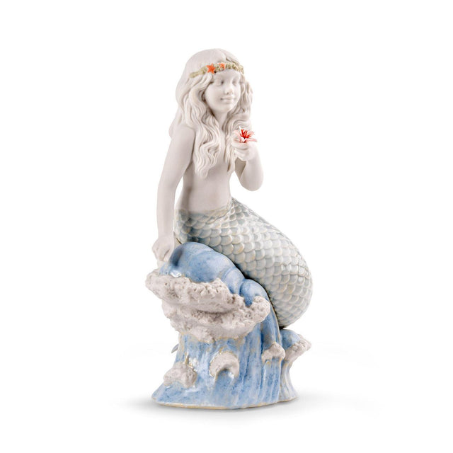 Statuetta Sirenetta dell'Oceano Lladrò in porcellana 23x13 cm