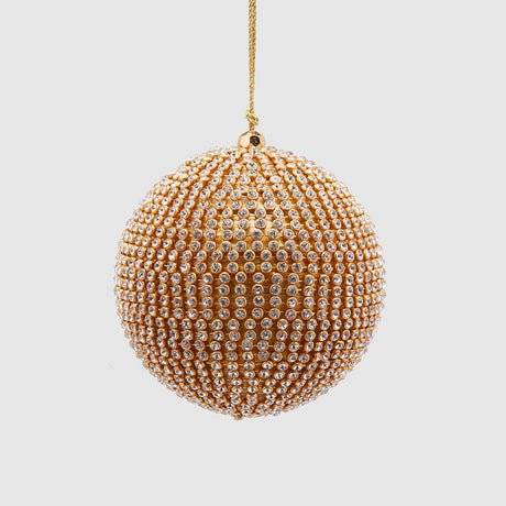 Pallina di Natale EDG in vetro oro con gemme decorative 10 cm