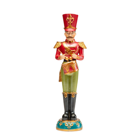 Schiaccianoci con tamburo Noel in resina rossa 33 cm