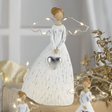 Angelo di Natale Mascagni Casa in resina con luci LED 20,5 cm