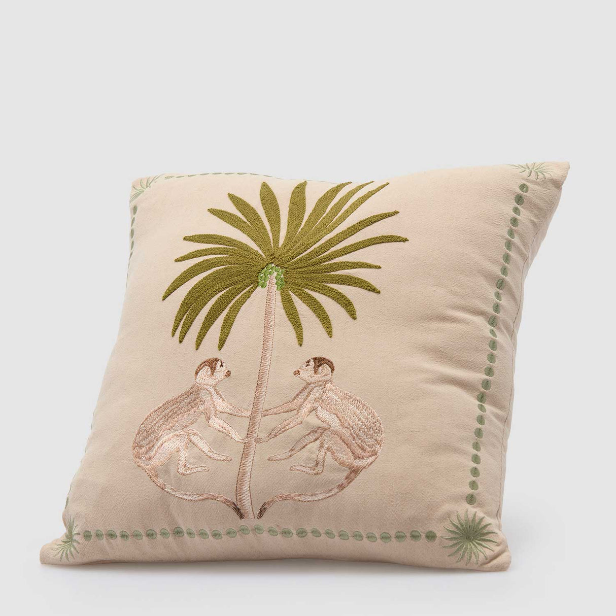 Cuscino Palma e Scimmie EDG in tessuto decorato 43x43 cm