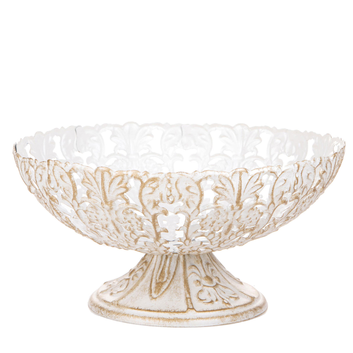 Coppa centrotavola Bianchi Dino in metallo bianco e oro 32x15 cm