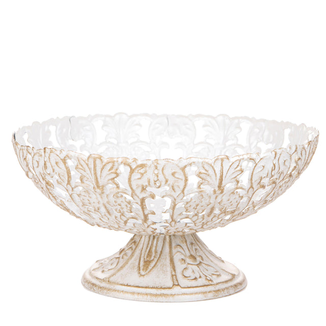 Coppa centrotavola Bianchi Dino in metallo bianco e oro 32x15 cm