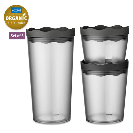 Set 3 barattoli Prince Koziol in materiale organico trasparente 300 ml