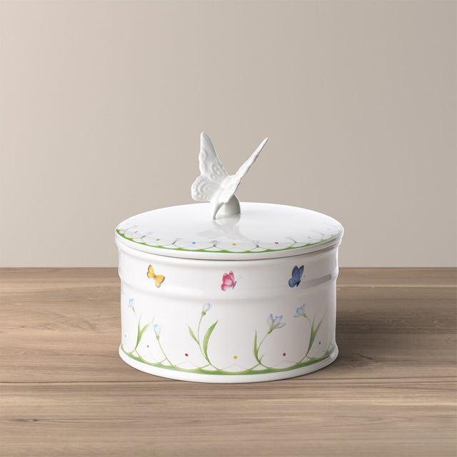 Barattolo Colourful Spring Villeroy & Boch in porcellana con farfalla 18 cm