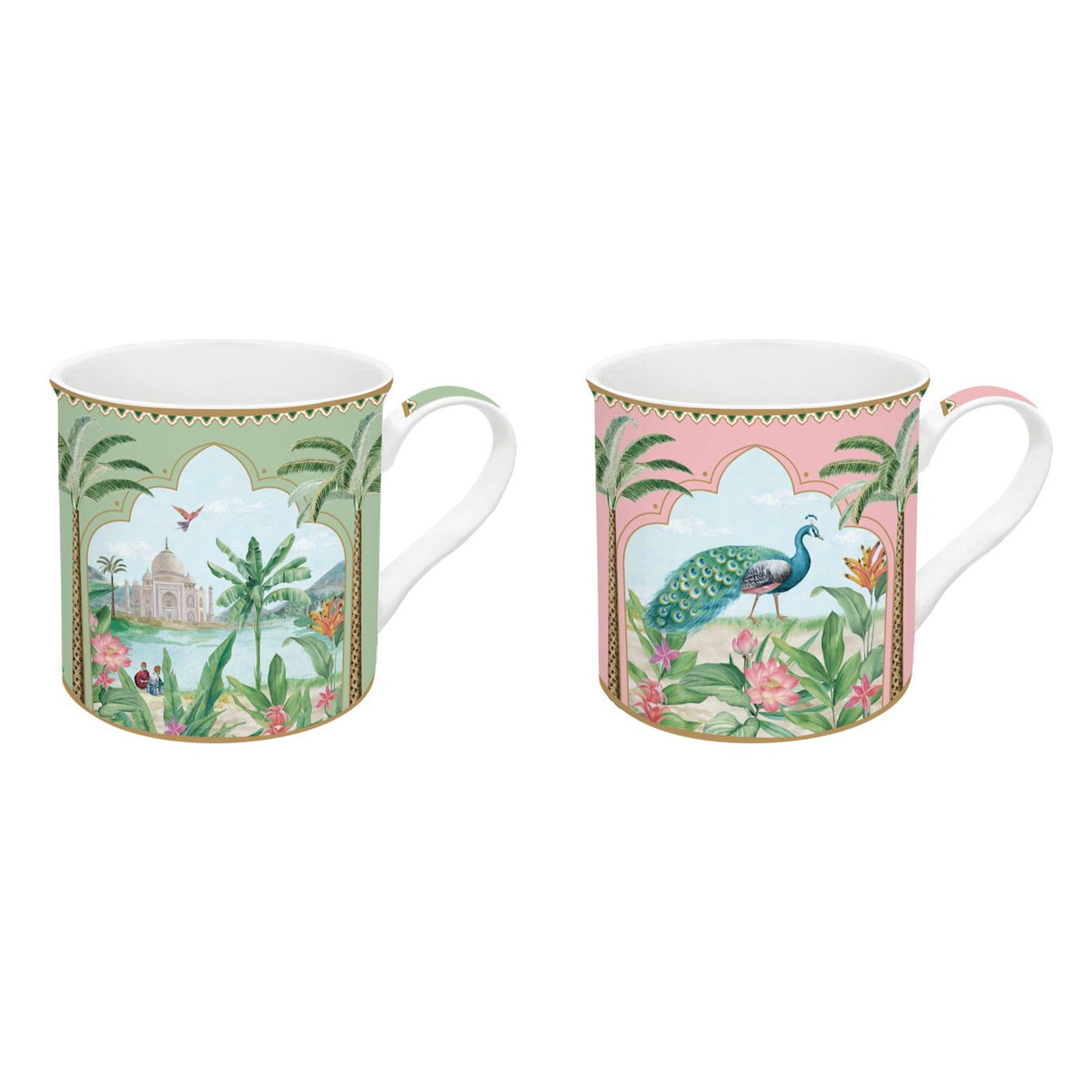 Set 2 tazze mug Paradise Sauvage Easy Life in porcellana 300 ml