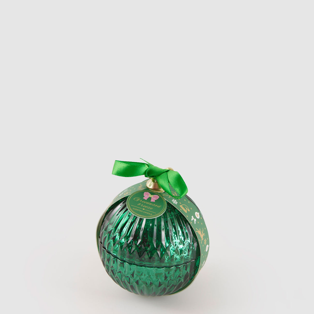 Candela profumata sfera di Natale EDG in cera verde 8 cm