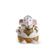 Statuina Ganesha Lladrò in porcellana bianca con dettagli dorati 16x14 cm