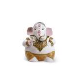 Statuina Ganesha Lladrò in porcellana bianca con dettagli dorati 16x14 cm