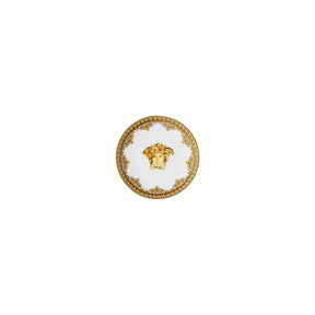 Piattino I Love Baroque Versace in porcellana bianca e oro 10 cm