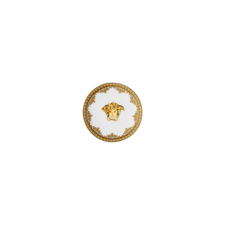 Piattino I Love Baroque Versace in porcellana bianca e oro 10 cm